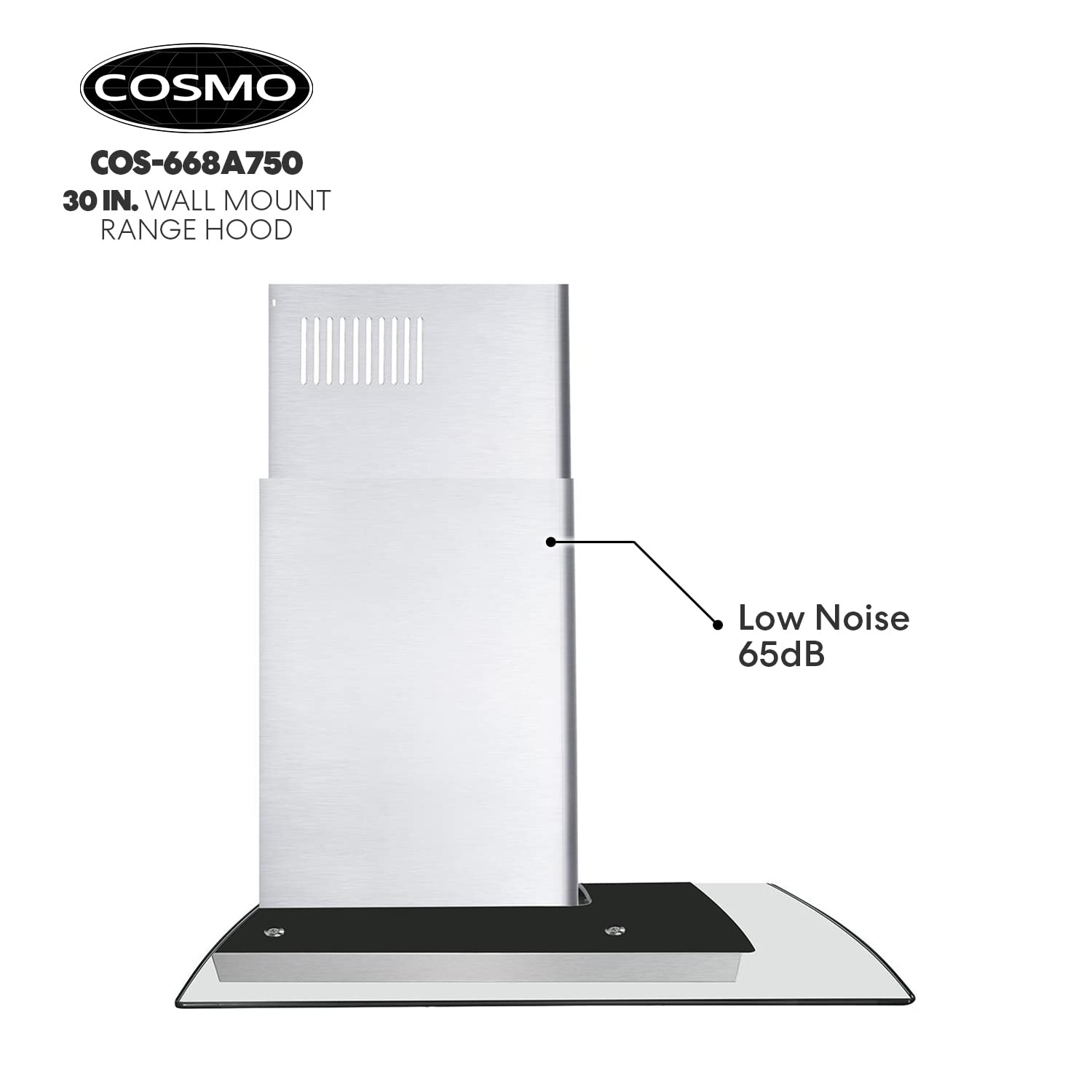 Buy Wall Mount Range Hood 380CFM with Ducted Glass Chimney Kitchen