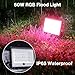 50W LED Flood Light Outdoor, 2700K Warm White RGB Flood Lights with Remote, DIY Color Changing Outdoor Lights, IP66 Waterproof Uplights for Events, Uplighting for Christmas, LED Stage Lights 2 Pack