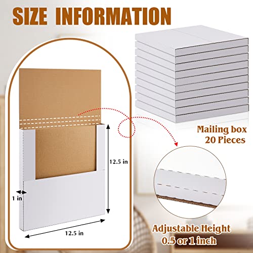 71 Pcs Vinyl Record Mailers Lp Shipping Boxes Set Include 20 Pcs 12.5" X 12.5" X 1" Cardboard Shipping Boxes 50 Kraft Brown Lp Record Pads 1 Roll Fragile Stickers For Small Business Shipping Records #TOP1