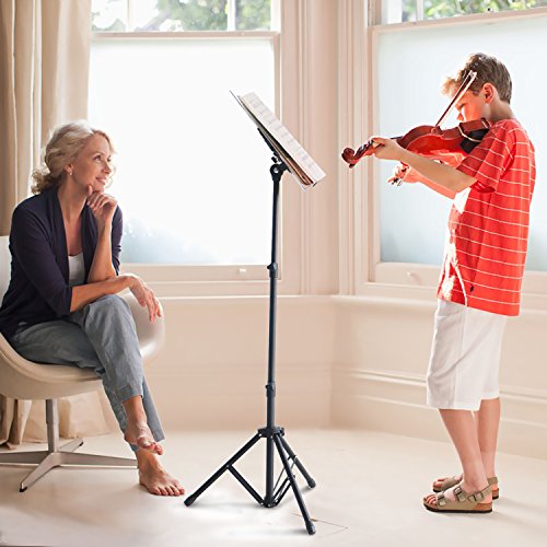 SANJOIN Adjustable Folding Music Stand Sheet Tripod Holder with Collapsible Tray&Carrying Bag Lightweight, Portable and Suitable for Violin, Guitar, Flute and Instrumental Performance - Thumbnail 2