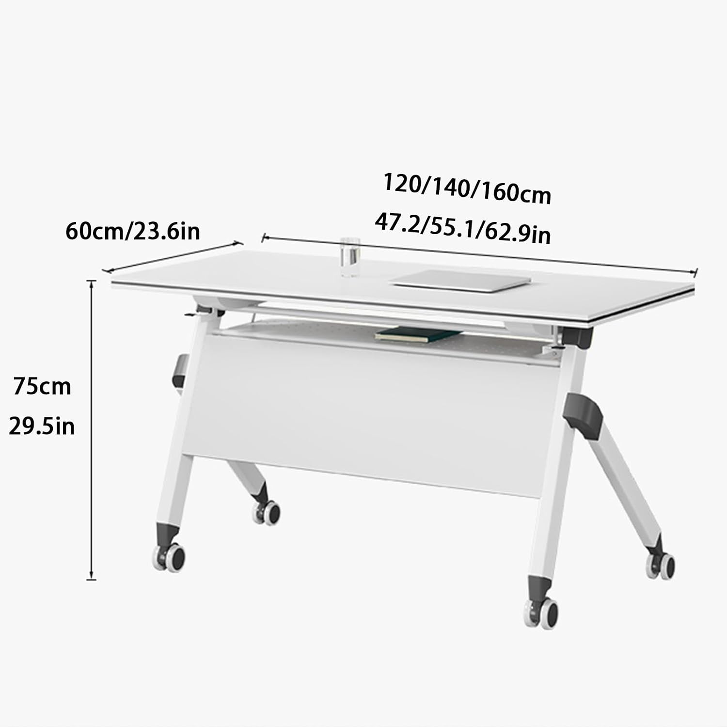 Folding Conference Table, Ightweight Events/Office Desk, with Caster Wheels, Conference Table Foldable Meeting, Foldable Meeting Table for Training Rooms(120cm/47.2in)