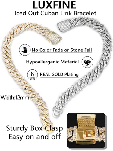 Pulsera Cuban Link 12mm Chapada en Oro 14K miniatura 4