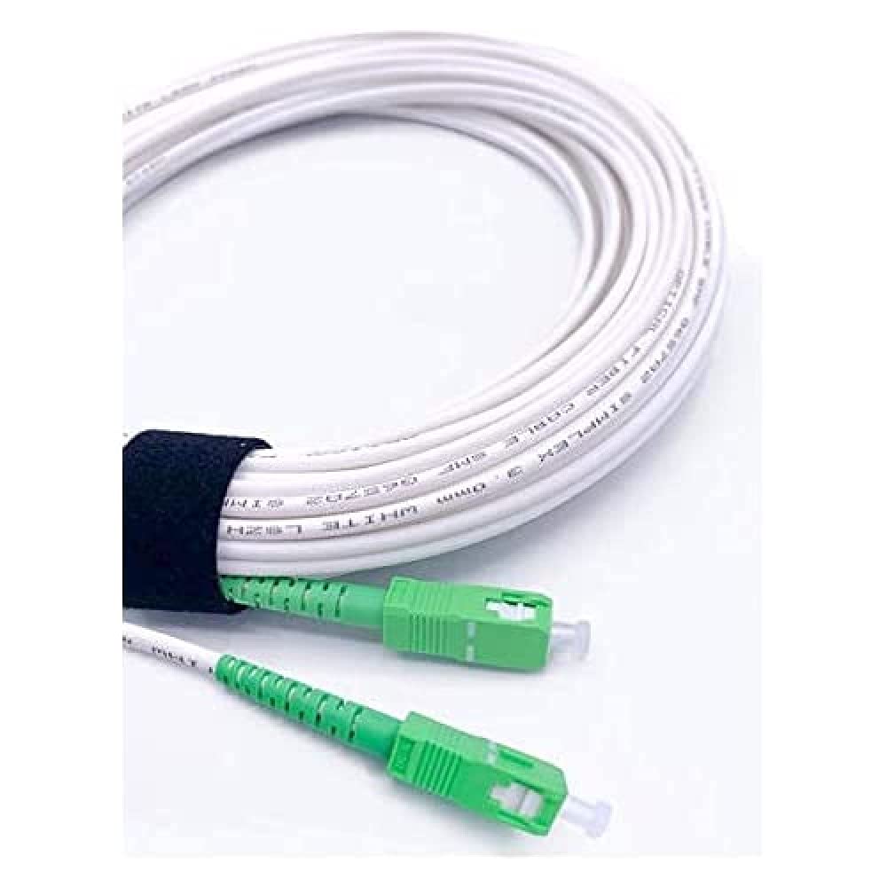 Elfcam® - 7m Cavo Fibra Ottica SC/APC per SC/APC Simplex Monomodale 9/125μm LSZH, Bianco/Verde, 7M