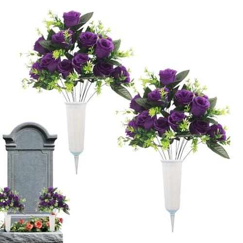 Artificial Flowers for Cemetery | Realistic Artificial Plants Ornament - Memorial Day Flowers for Cemetery | for Gravesite Lawn 