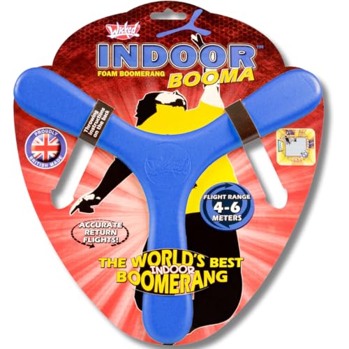 Wicked Indoor Booma - Blue. El mejor boomerang de interior del mundo. Boomerang especial de espuma Memorang seguro para niños y adultos para jugar seguro en casa o en el patio. miniatura 1