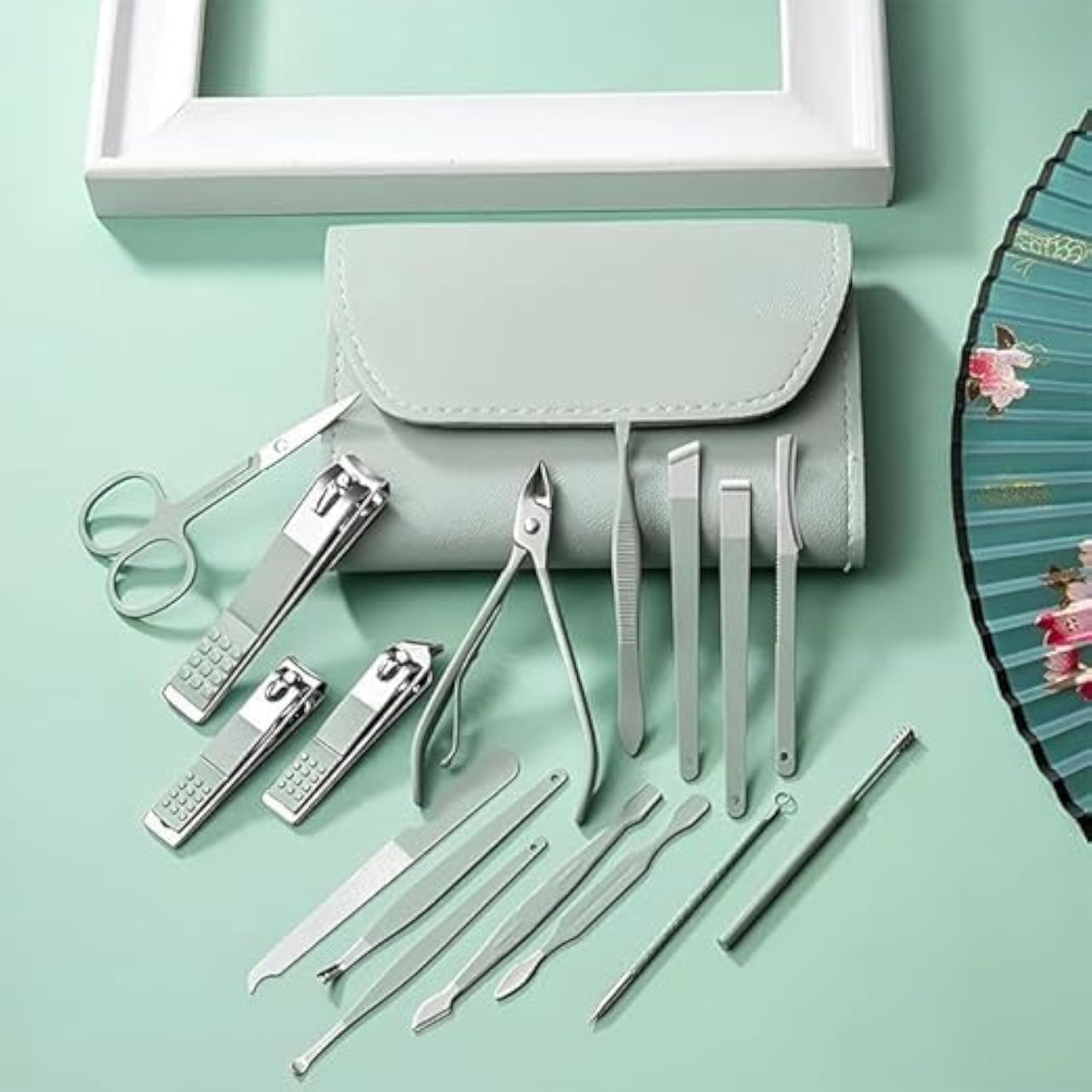 Complete 16 PCS Manicure Set, Stainless Steel Nail Clippers & Grooming Essentials