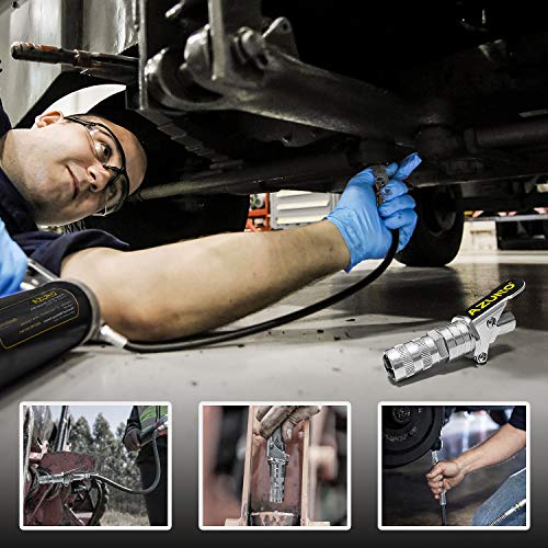 Azuno Grease Gun Coupler, 2Nd Generation Upgraded To 12,000 Psi, Grease Gun Tips Quick Lock And Release, Compatible With All Grease Guns 1/8" Npt Grease Gun Fittings (2 Pack) #TOP5