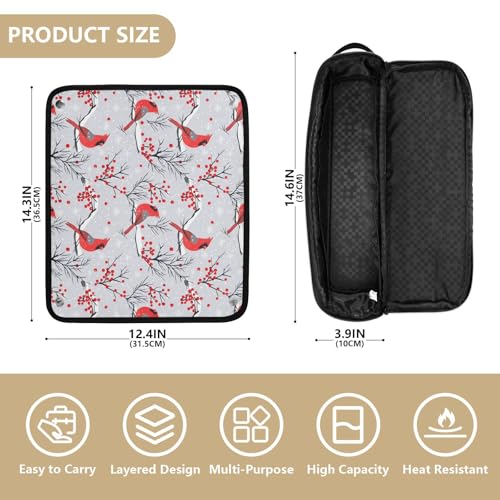 Bolsa organizadora de viaje resistente al calor Birds Red Berries Marble para planchas, rizadores y accesorios de cuidado del cabello miniatura 4