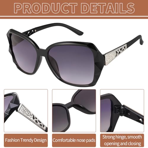 Image of DragonflyDreams Women Large Sunglasses, UV 400 Glasses | Oversized Classic Trend Ladies Sunglasses Sparkling Large Frame
