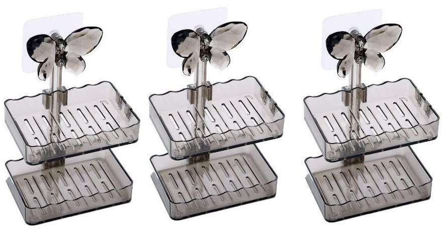 Vroxy Butterfly Soap Box Double Layer Soap Case Bathroom Holder with Suction Hook Soap Dish Hanging Tray Wall Mount Storage Holders (3) (B09WRLK1VX) Amazon Price History, Amazon Price Tracker