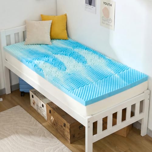 Image of SINWEEK 3 Inch Memory Foam Mattress Topper Twin XL, Twin Extra Long Mattress Pads for College Dorm Single Bed, Pressure Relieve CertiPUR-US Certified, 39x80 Inches, Blue