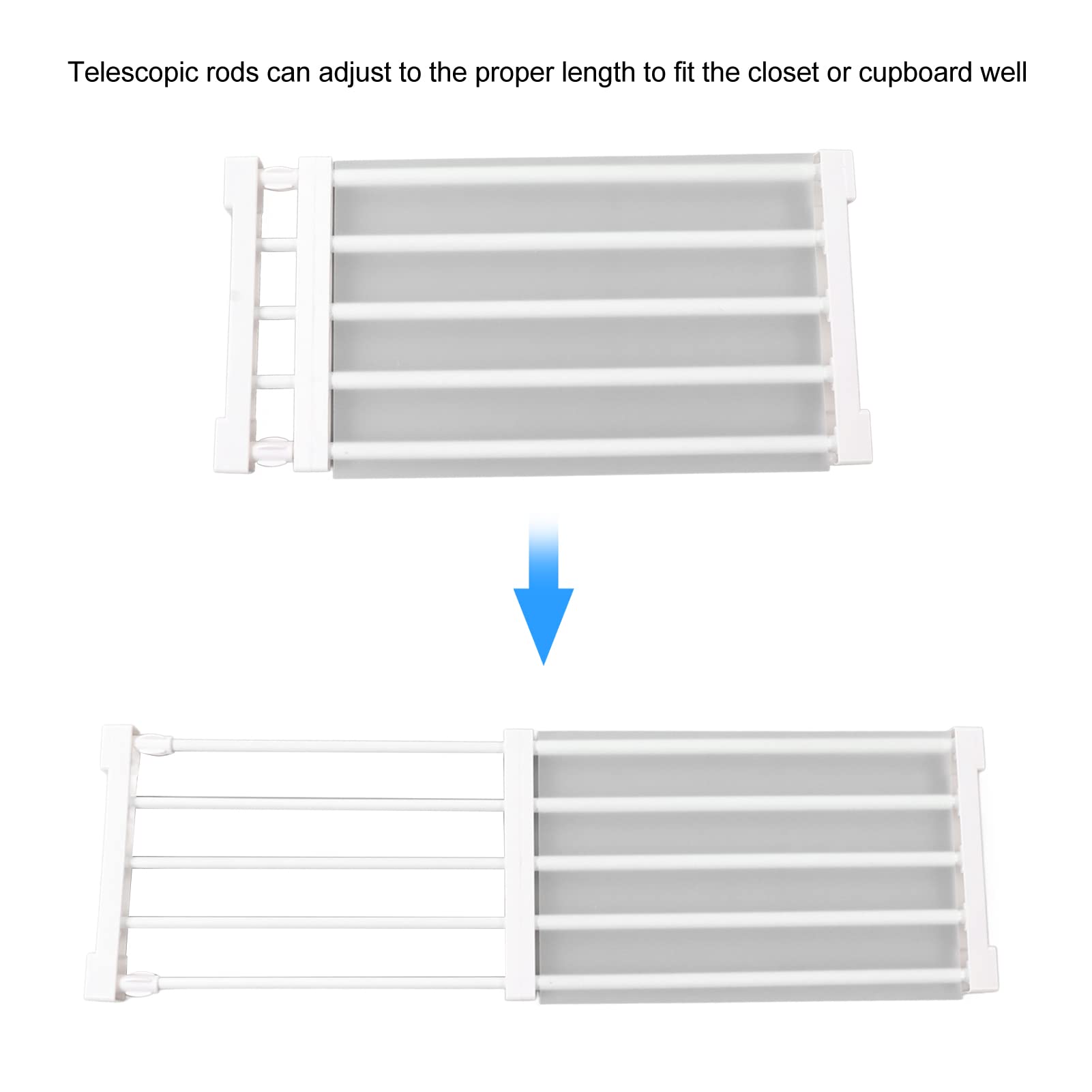 Estante de Tensión para Armario, Divisor de Gabinete Expandible, Longitud Ajustable 50-80 cm, Soporte de Carga 0-20 kg