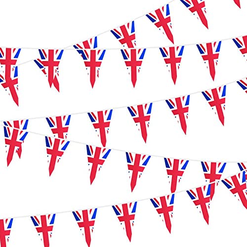 G2PLUS 10M Union Jack Flag Bunting, 30 PCS British Bunting Banner, Reusable UK Garden Bunting - Image 4