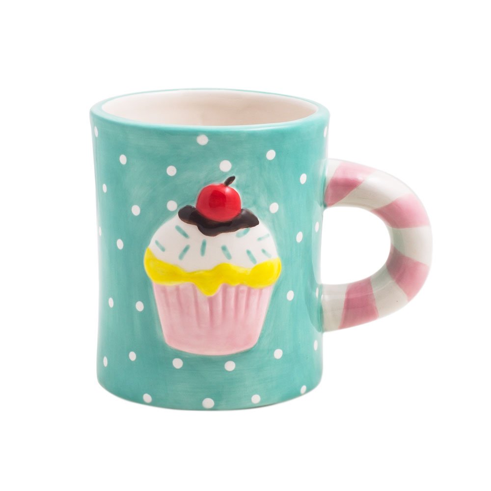 Chumbak Cupcake Factory Polka Mug - Tea And Coffee Mug, Ceramic Drinking Cup, Breakfast Mug For Home, Dishwasher And Microwave Safe, Size 5.3"X3.8"X4.3", 900 Liters