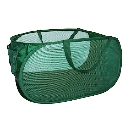 Larpur Mesh Laundry Hamper Pop Up Laundry Basket, Collapsible Clothes Hamper With Strong Handles & Side Pocket, Horizontal Storage Bin For Home, Dormitories, Apartments, Travel, Green #TOP8