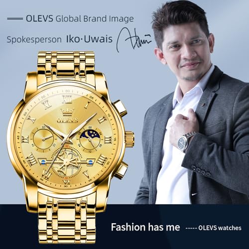 Image of OLEVS Men's Analog Watch Multi Color Business Stainless Steel Waterproof Luminous Quartz Watch Luxury Leisure Date Simulation Original Bowl Watch