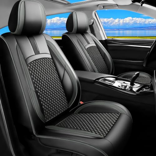 Image of Fit Outback Car Seat Covers for Subaru Outback 2010-2024 2025 2026-Upgraded Premium Waterproof & Breathable Leather, Airbag Compatible, All-Weather Seat Cushion Protector,Full Set,Grey