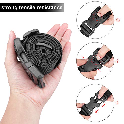 Image of MAGARROW 110 inch Long x 1.5 inch or 2 inch Wide Utility Packing Straps with Buckle Adjustable, 4-Pack Black (1.5 inch Wide - 110 inch Long)