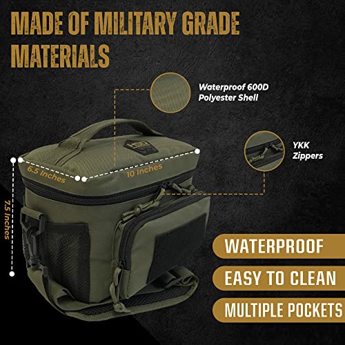 Hsd 10Mm Thick Insulated Adult Lunch Bag - Leak Proof For Hot & Cold Temperature - Tactical Style Easy To Clean, Durable & Water-Resistant - Sturdy Handle, Shoulder Strap, & Pockets - Men & Women #TOP2