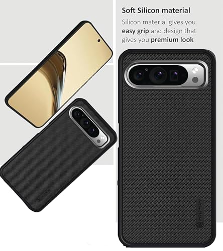 Image of Silicone Back Cover Case Compatible for Google Pixel 9 Pro XL (Textured Grip Design | Camera Protetion | Slim and Light Weight | Soft Touch and Feel | Black)