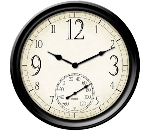 Springfield Decorative Outdoor Clock with Thermometer, 14-Inch