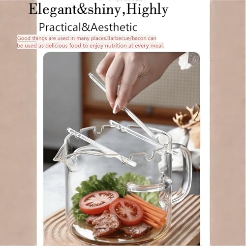 Cocinador de bacon para microondas de vidrio borosilicato termorresistente 2,1L 4