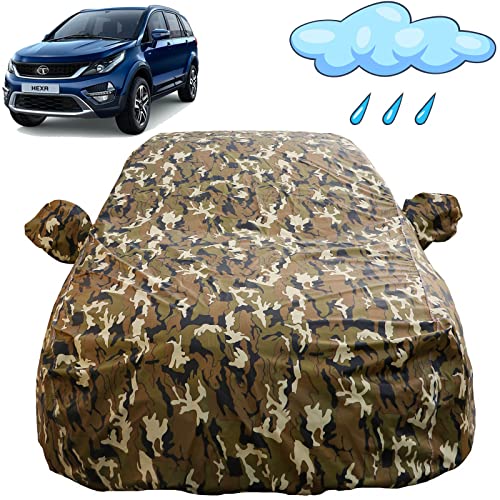 Image of Autofact Waterproof Car Body Cover Compatible with Tata Hexa (2017 to 2022) with Mirror Pockets (Camouflage Design)