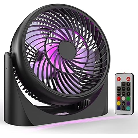 Winique Tischventilator 8 Zoll mit Fernbedienung, Tischventilator mit 3 Timern mit Licht, 3 Geschwindigkeiten USB Ventilator, 360 ° drehbarer Umluft-Tischventilator für Büro Cover