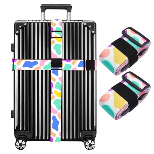 Image of Luggage Straps for Suitcases TSA Approved Easy Pack Organized Suitcase Strap, Luggage Strap, Luggage Belt Strap, Bag Straps for Luggage. Buckle Straps Travel Accessories (Cow Printing)