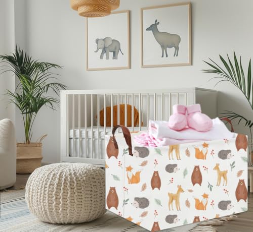 Image of Rectangular Kids Storage Basket Gift Basket Baby Storage Basket Cute Kids Toy Storage Bin Organizer Shelf Book Basket Room Decor(Yellow Animal)