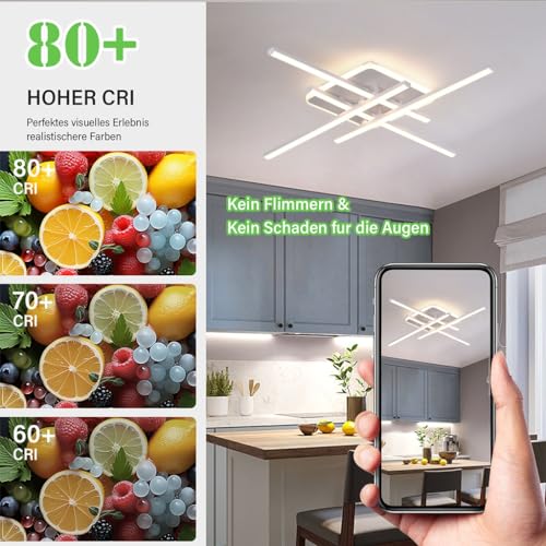 Lustre plafond linéaire LED blanc avec télécommande dimmable - 8
