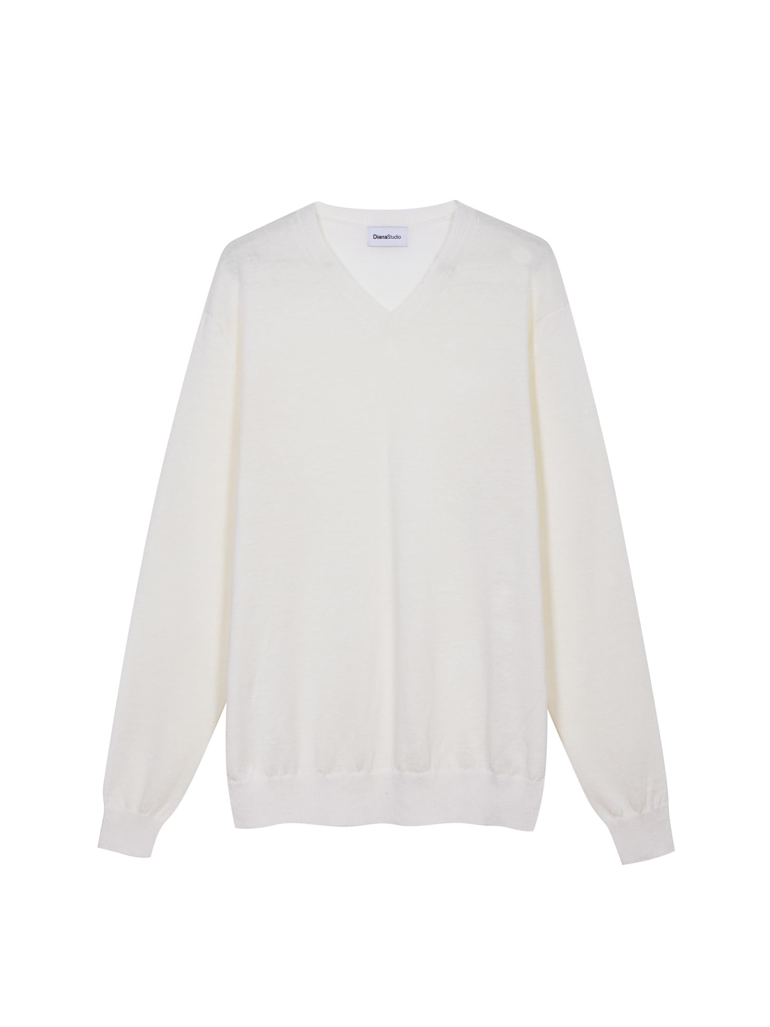 Diana Studio - Maglia rasata Scollo V in 100% Lino, Uomo, Maniche Lunghe, Casual Fit