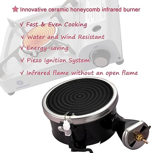 Portable Camping Stove Windproof Infrared Butane Burner Fuel Cooker Outdoor Hiking Picnic Compact Stoves White Color With Carry Box - Image 6