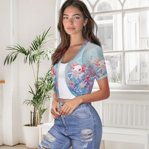 Image of Women's Shrug Short Sleeve Bolero Open Front Knit Party Tulle Cardigan Cropped Cardigan Shoulder Cover Up