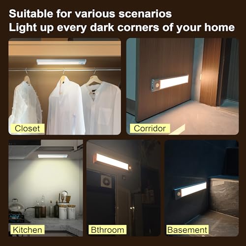 Image of Motion Activated Under Cabinet Light, Cabinet Lighting, Motion Sensor Light Indoor, Easy to Install, Magnetic led Lights with 1500mah Battery for Kitchen, Closet, Room, Pantry and More