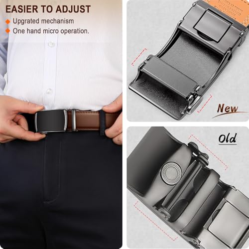 Image of Men's Belt,Bulliant Leather Adjustable Belt for Men Dress Casual 1 3 /8,Trim to Fit