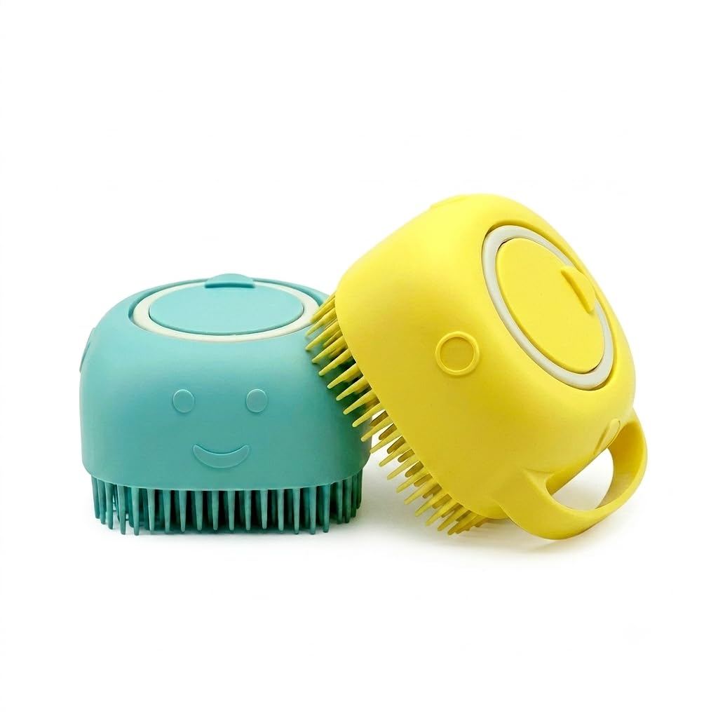 Silicone Bath Brush with Integrated Soap Dispenser | 2-in-1 Soft Body Scrubber & Scalp Massager | Gentle Exfoliating Shower Brush for Men, Women, Kids & Pets (Pack of 2)-image-30