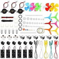 Sntieecr 6 Set DC Motors Kit, Wissenschafts Experiment Kit mit Mini Elektromotor 1.5V-3V 15000RPM Kunststoffzahnräder Getriebe, Glühbirnen, Buzzer Sounder, für Kinder DIY STEM Engineering Projekt