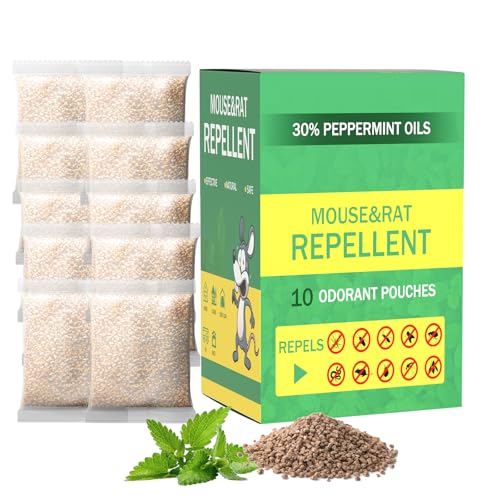 Mouse Repellent Pouches 10Pack with Peppermint Oil: Natural Rodent Repellent