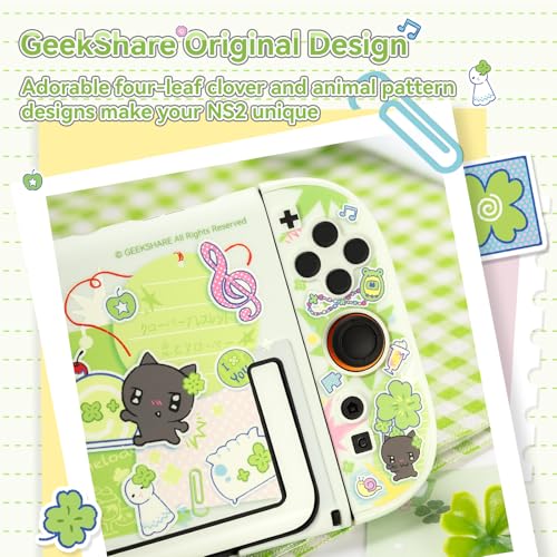 Image of GeekShare Slim Protective Case Compatible with Switch 2 (2025), Anti-Scratche and Shock-Absorption Dockable Hard Shell for Switch 2 Game Console - Lucky Clover Memo