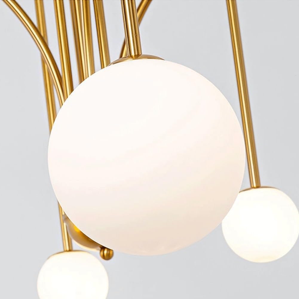 Suspensions Lustre lampe Lampe pendante Globe en verre au lait à 6 lumières Lustre boule en métal et verre avec tiges ajustables for îlot de cuisine Chambre à coucher Foyer Entrée Salon ( Color : Blac