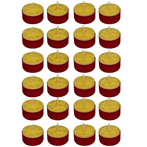 24 Teelichter Weihnachtsmotiv in roten Aluschalen aus 100% reinem...