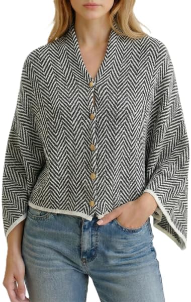 léonie Womens Versatile Knitted Shawl Wrap Sweater Soft Cozy with Buttons Lightweight Spring Summer Fall Winter - Image 2