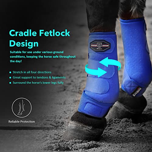 Harrison Howard Horse Sport Medicine Front Shock-Absorbing Boots All-Round Lower Limb Protection & Support Sport Boots Perfect for Endurance Training and Performance Pack of 2 Aquamarine XL by Harrison Howard - Image 4
