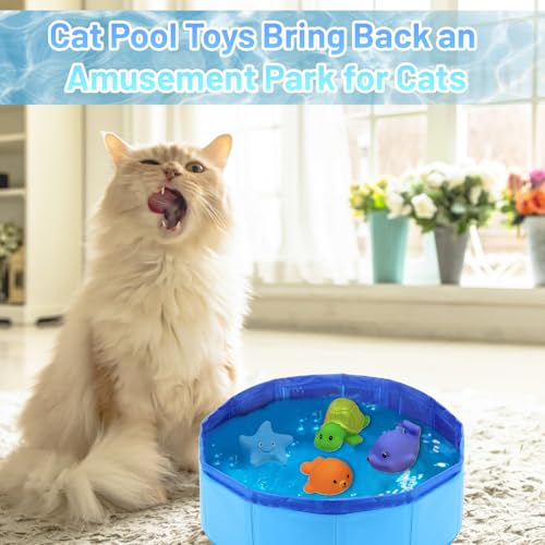LandReCol Katzenpool, Mit Fisch Wasser Spielzeug Faltbarer Pool 50x10cm Katzen Pool, Interaktives Wasserspielzeug, Tragbares Katzen Hundepool für Katzen und Hunde zum Spielen Baden Verwendet