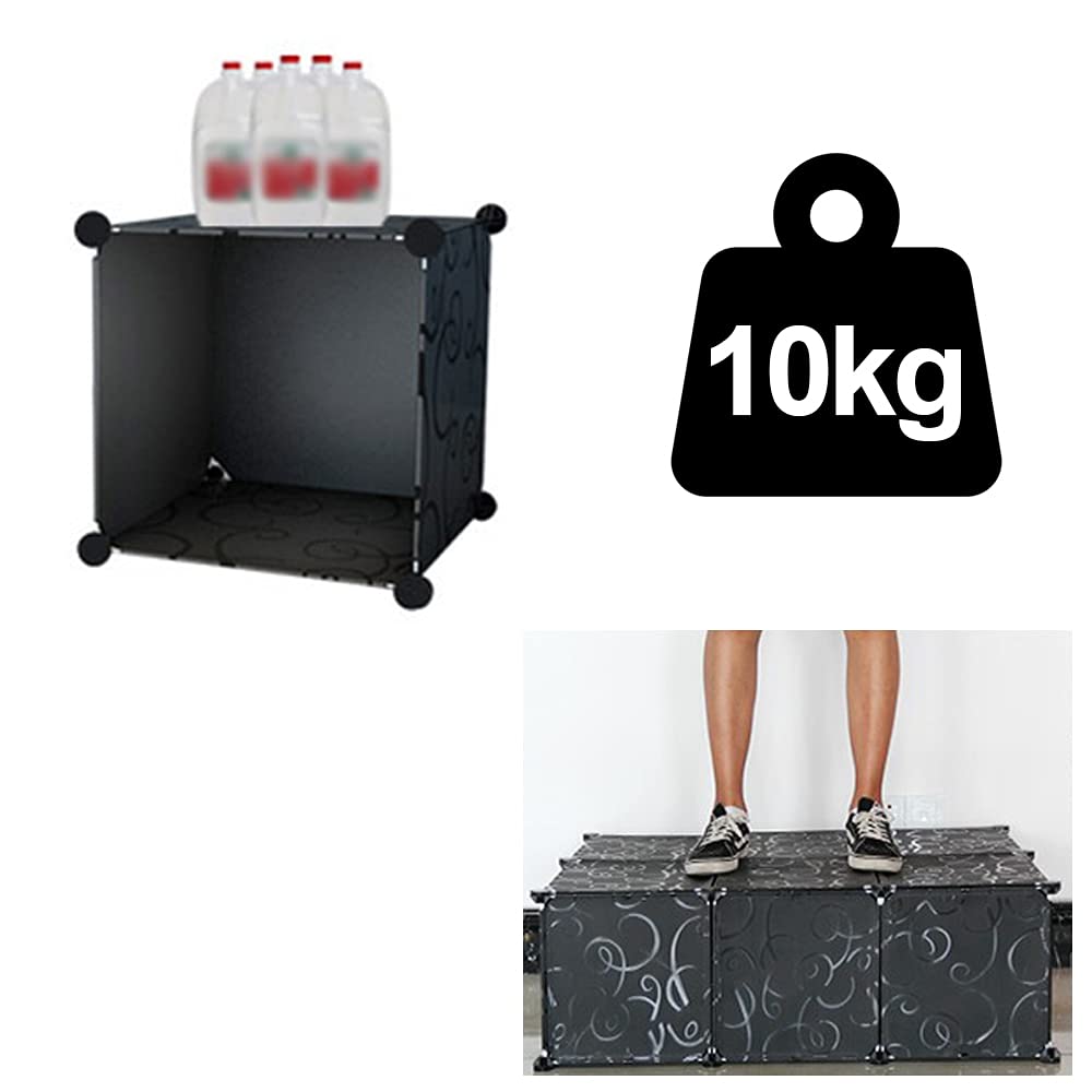 Sistema Scaffalatura Armadio Sonnewelt - 16 Cubi Modulari In Plastica PP, Nero, Per Vestiti E Giocattoli - Foto 4