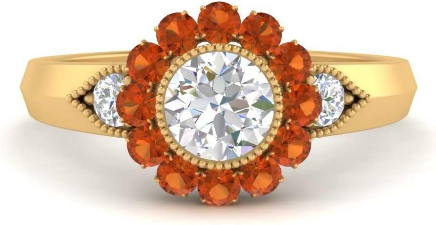 Choose Your Gemstone Victorian Round Antique Engagement Ring Yellow Gold Plated Round Shape Vintage Engagement Rings Minimal Modern Design Birthday Gift Wedding Gift US Size 4 to 12