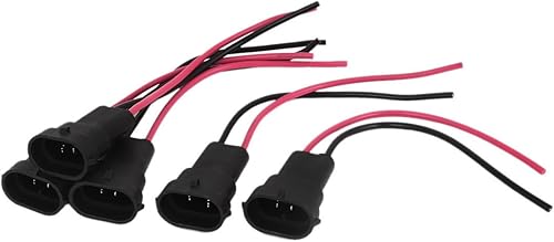 uxcell 5pcs 16AWG DC 12V H11 Bombilla de faro macho arnés de cable conector adaptadores de enchufe