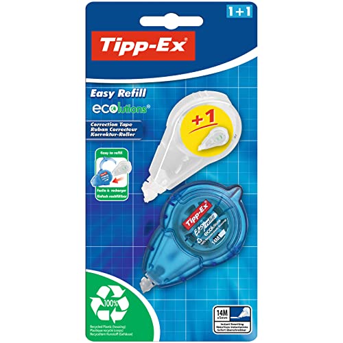 Tipp-Ex Korrekturroller Easy Refill ECOlutions, mit Nachfüllkassette, 14m x 5 mm, Ideal für das Büro, das Home Office oder die Schule Cover