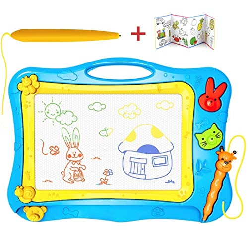 STWIE MagnéTique Planche à Dessin + Bonus Pen pour Les Enfants Voyage -Magic EffaçAble Couleur Croquis / Scribble Pad Jouets avec 2 Forme Timbres, Apprentissage PréScolaire Et Jouet ÉDucatif